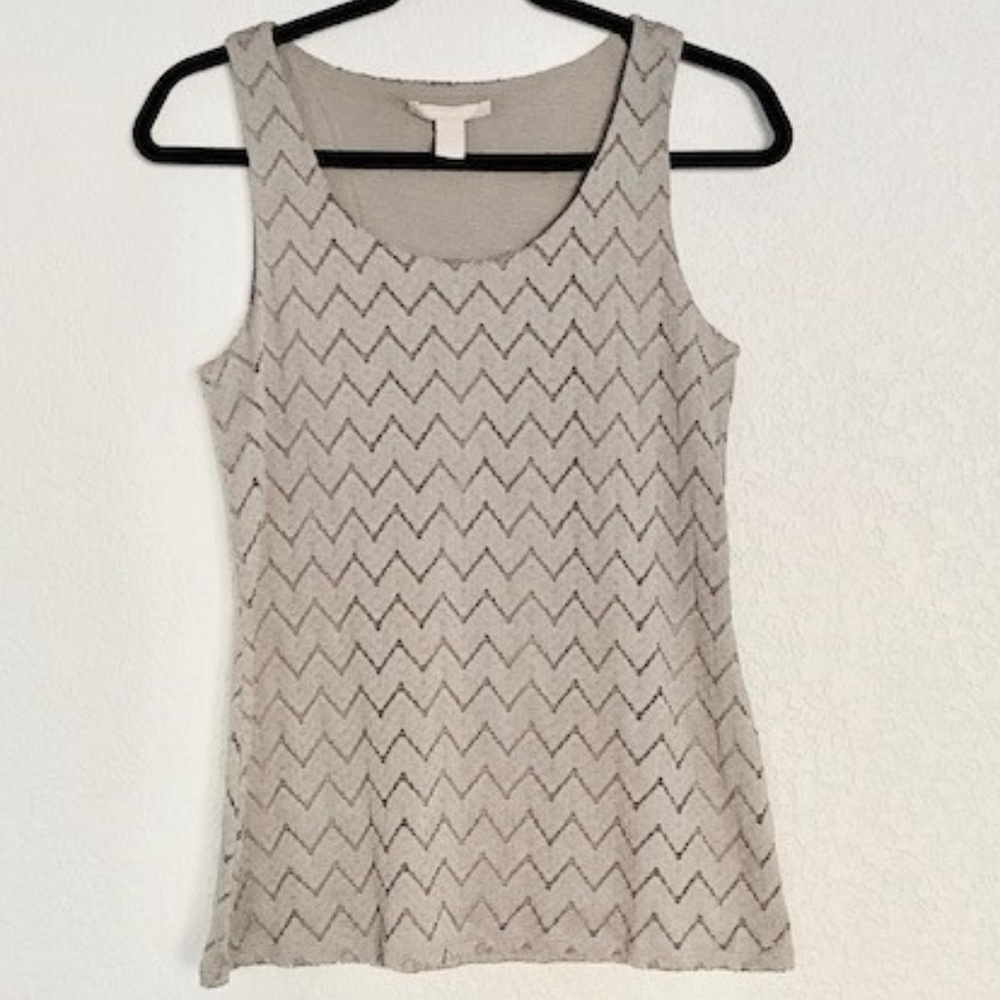 🍍 Banana Republic Gray Chevron Knit Lined Tank XS